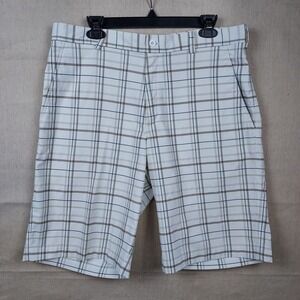 Nike Golf Dri-Fit Shorts Mens 34 Classic Fit White Plaid StretchClean...